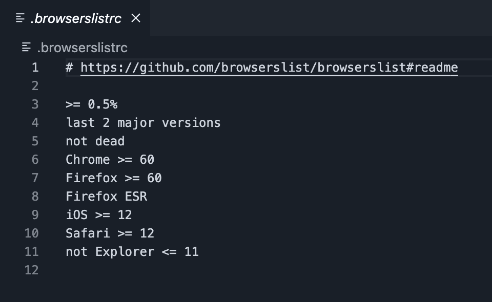 .browserslistrc file
