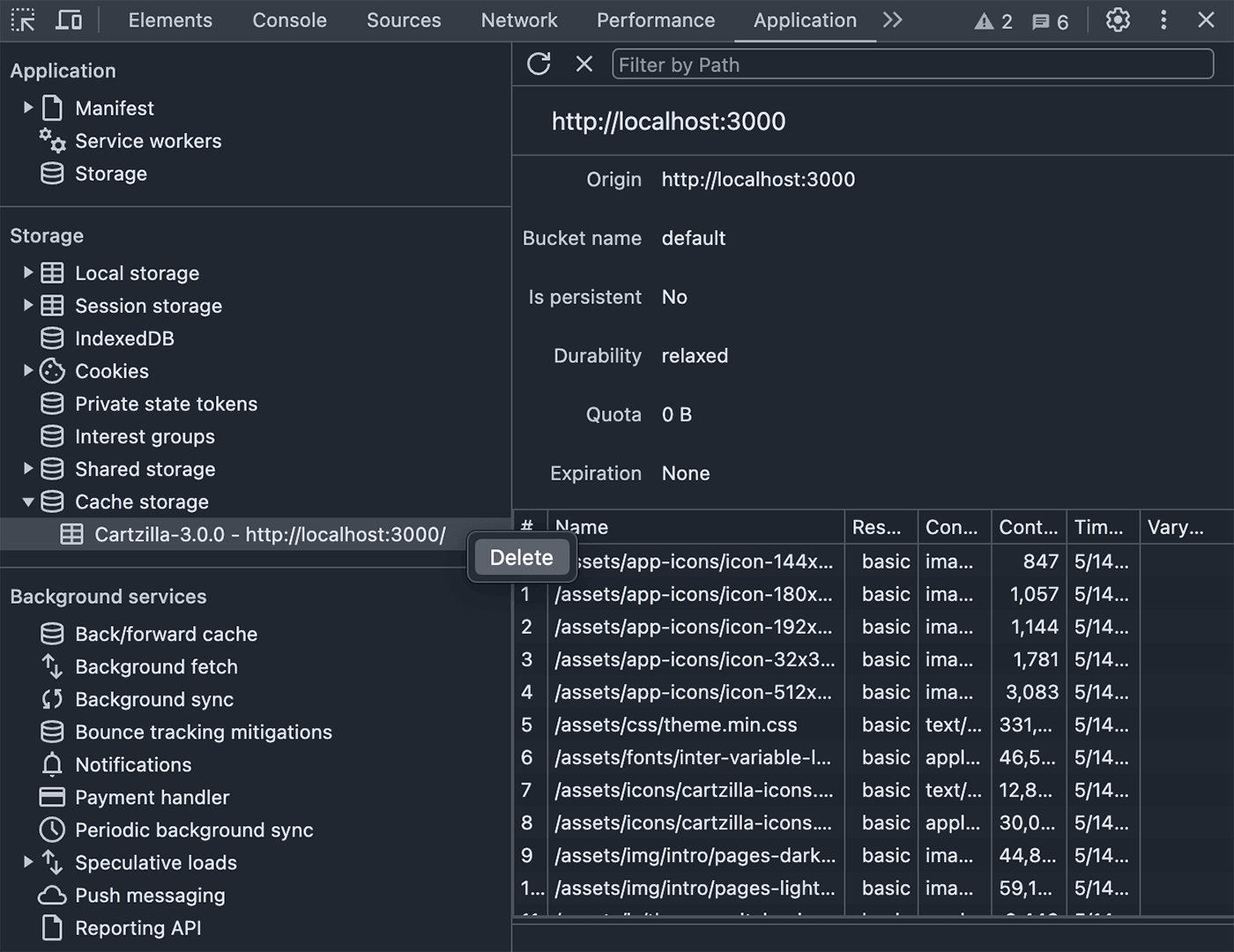 Cache storage